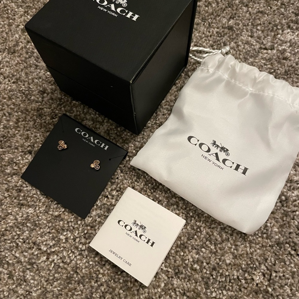 Coach cluster stud earrings - never worn - new in gift box